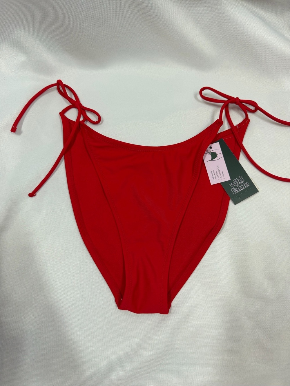 NWT Wild Fable | Cheeky Tie Sides Plain Red Swim Bottoms Women's Size Small